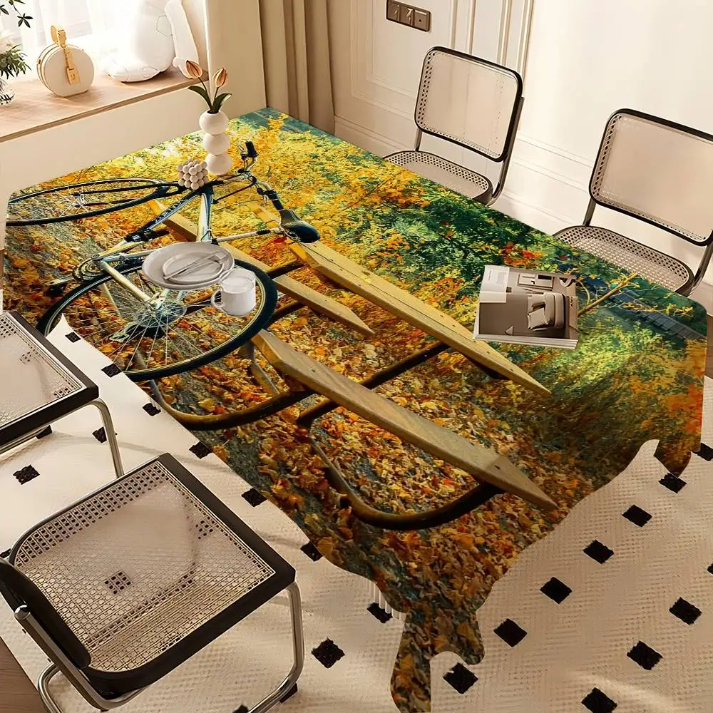 Bicycle Bike Table Cloth Rectangular Stain Tablecloth Oilcloth Mantel Mesa Impermeable Tablecloth Decoration