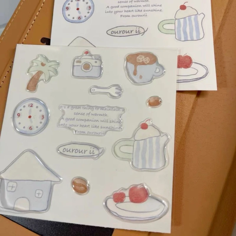 Korean Small House Ins Jelly Sticker High Value Clock DIY Computer Phablet Phone Hand Account Decorative Sticker