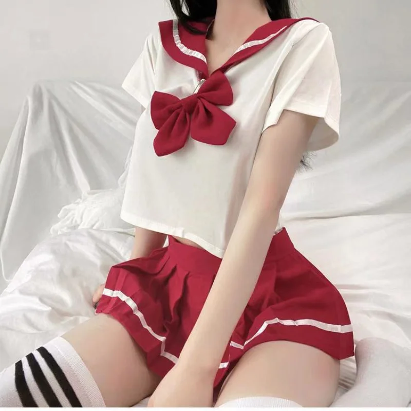 Japanese Korean Version of School Girl Student Uniform Cosplay Costume Sexy Short Skirt Cheerleader Outfit Role Play Game Pajama image 3