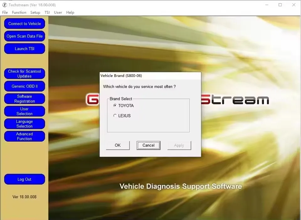 Techstream 18.00.008 versão mais recente para software TOYOTA TIS Link funciona com MINIVCI MINI VCI