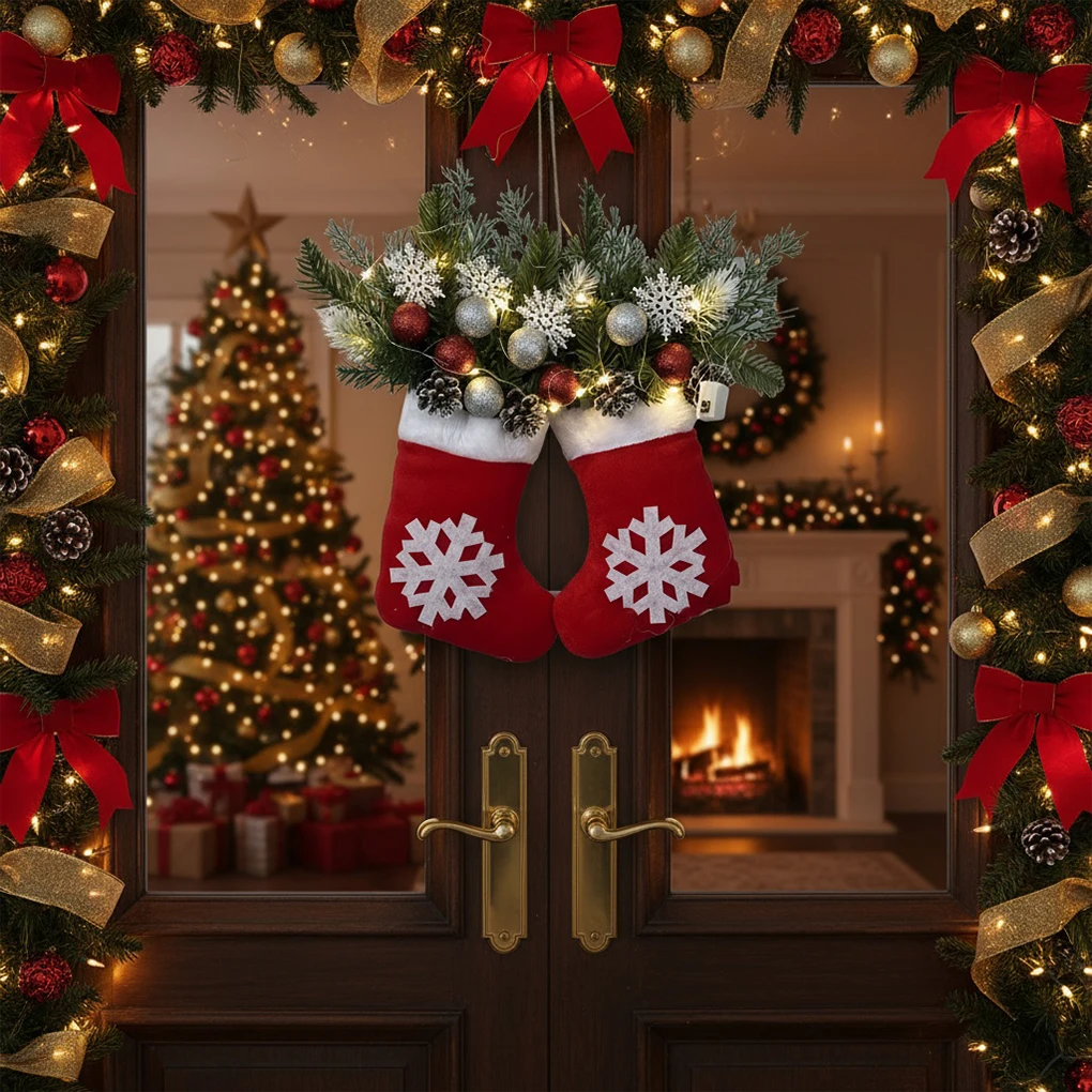 اكاليل مهرجان وميض لمحاكاة يوم عيد الميلاد مضيئة متينة الجمال مضاءة إكليل عيد الميلاد تعليق #2