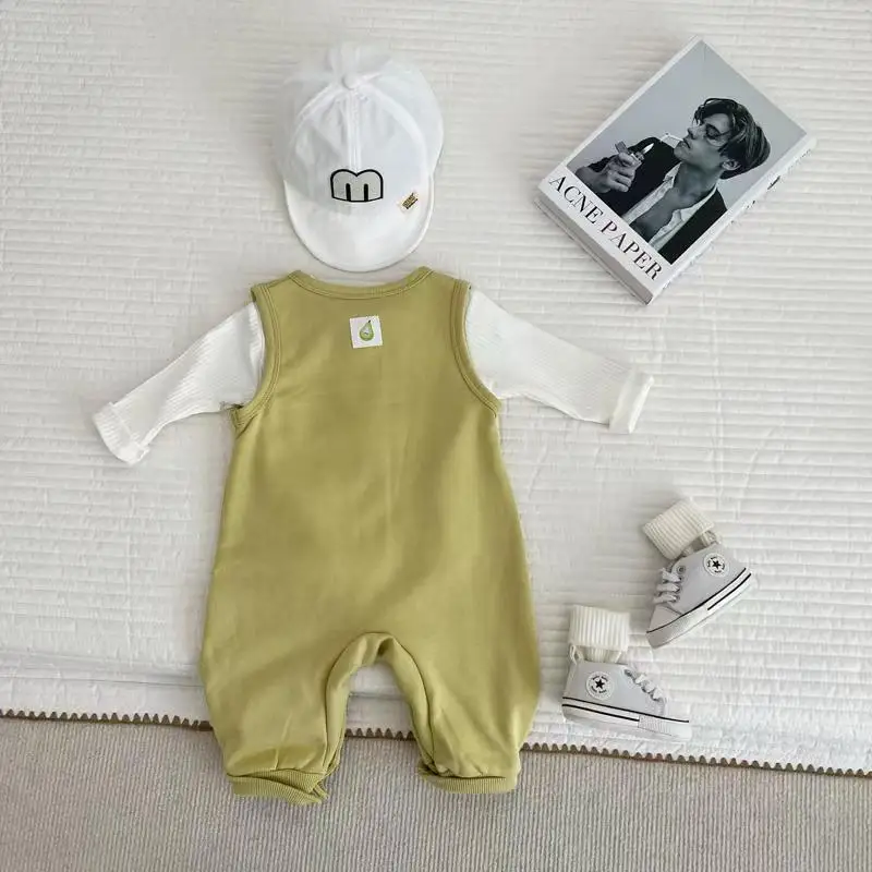 2026 New Spring Fall Sleeveless Full Button Front Baby Romper Grey Outerwear Infant Bodysuit Crawler Jumpsuit Style One Piece