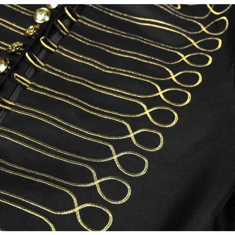 سترة هوسار للرجال مطرزة بالقرون الوسطى سترة كوسبلاي على الطراز القوطي Steampunk معطف الطبال موكب السترات العسكرية للرجال Clo MN3