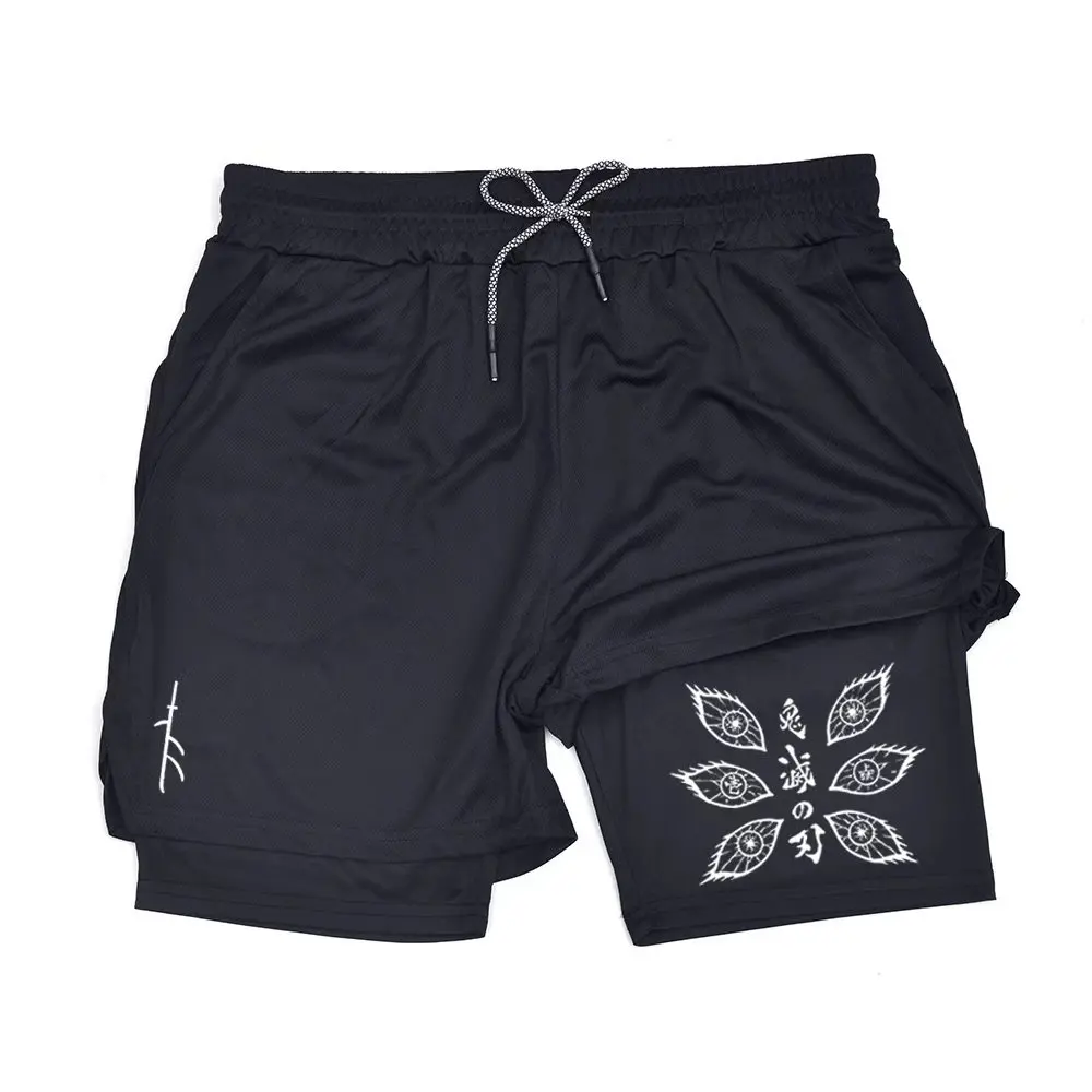 

Men's Fitness Two-in-one Shorts Double-layer Beach Pants Trendy Printed Sports Shorts Outdoor Training Running JW10100