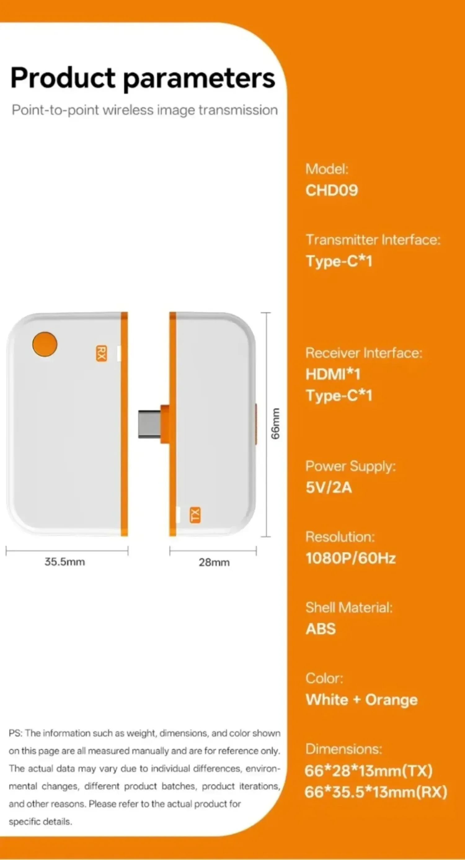 HDMI-Compatible Wireless Receiver 50M Type C Transmitter 1080P 60Hz Lossless Audio for Home Theater Gaming Exhibition
