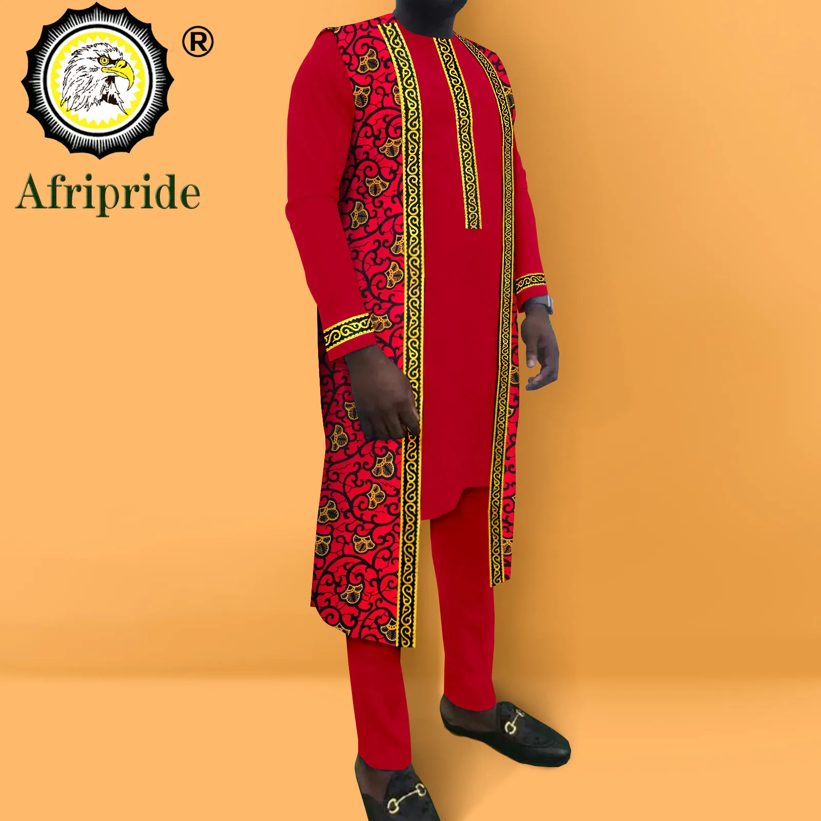 African Clothes for Men Print Jacket Embroidery Shirts and Pants 3 Piece Set Dashiki Outfits Plus Size Formal Attire A2216035