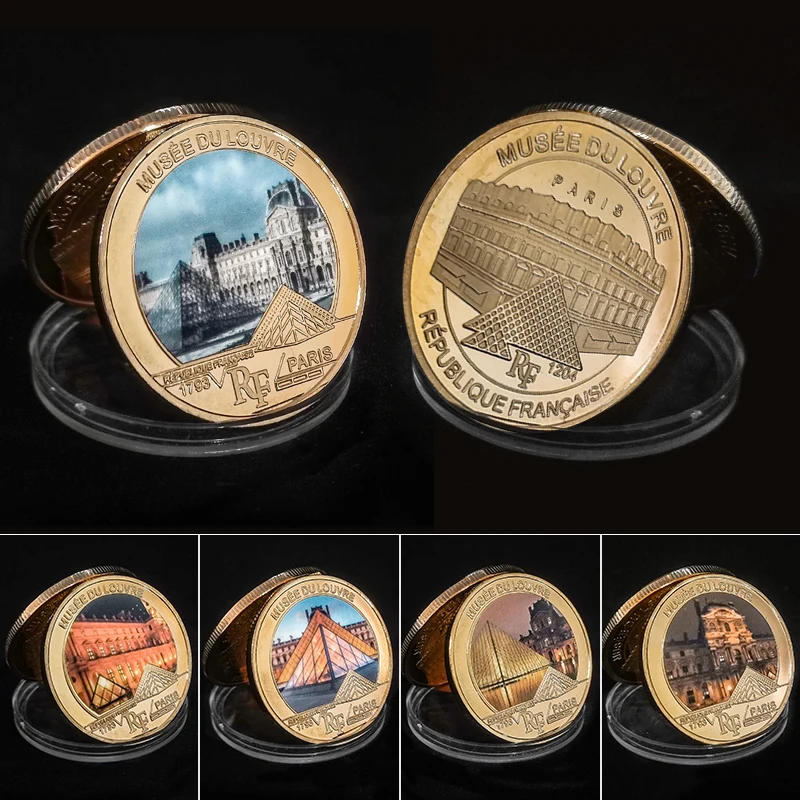 The Louvre In Paris Gold Plated Commemorative Challenge Coin Louvre Museum Art Craft Souvenir Collectible Gifts Home Decor