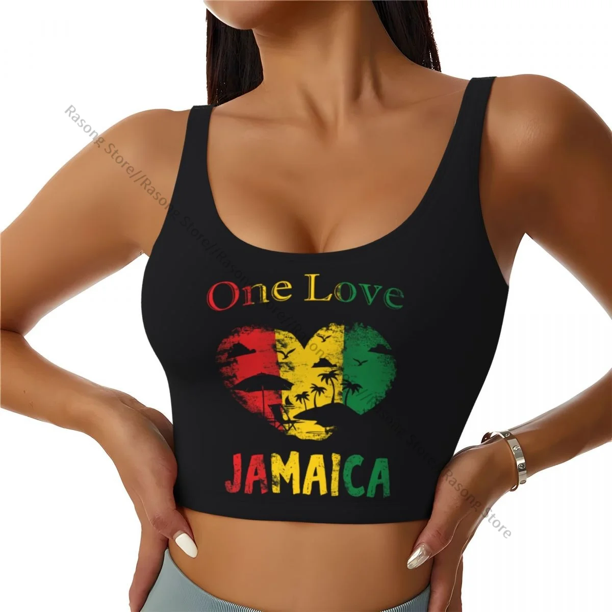

Women Sexy Sports Vest One Love Jamaican Female Streetwear Sport Lingerie Tee Crop Top