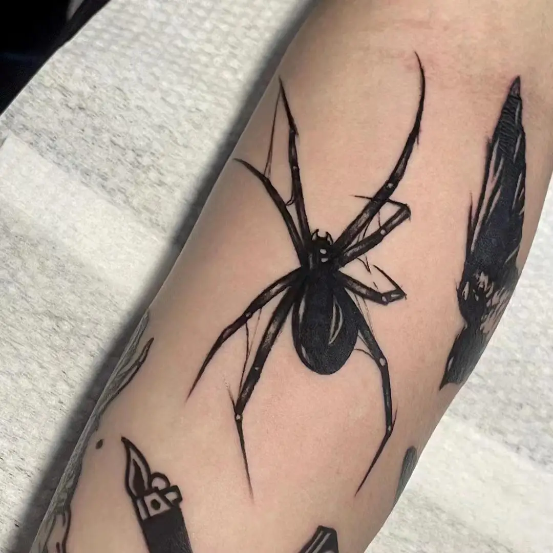 Tatuajes Temporales duraderos de jugo de hierbas para mujer, tatuaje temporal impermeable, pegatina artística Punk araña que cubre cicatrices, Festival de tatuajes falsos