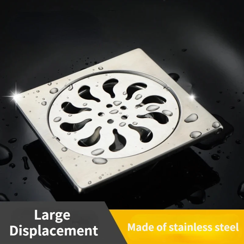 

5.5 Inch Square Shower Drain 15x15cm Special Stainless Steel Water Drain Increase Deodorant Floor Hotel Villa Project