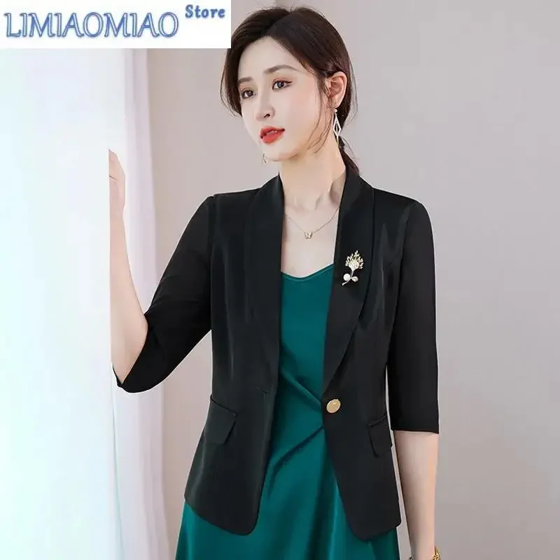 Women Suit Coat Spring Autumn Short Korean Version Chiffon Ladies Outerwear Temperament Elegant Fashion Lady Blazer Jacket