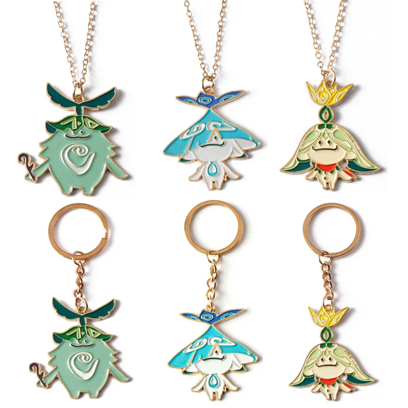 Genshin Impact Sumeru Aranara Arama Keychain Kawaii Figure Pendant Key Chain for Fans Collection Jewelry Christmas Gift
