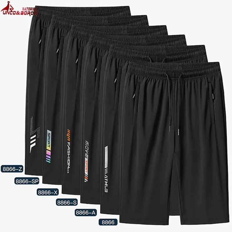 Plus Size 7XL 8XL Men\'s Summer Outdoor Hiking Shorts Quick Dry Stretchy Ice Silk Capri Pants Cargo Shorts Male Gym Jogger Shorts