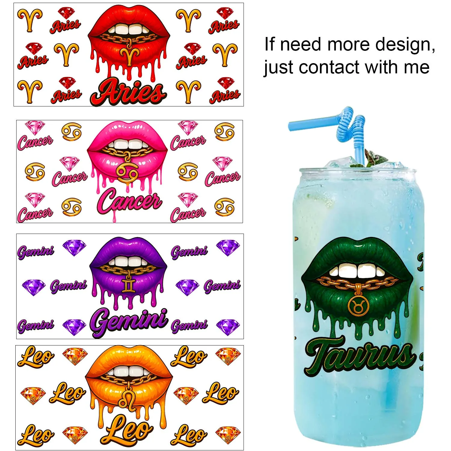 12 Style Zodiac signs Theme 16oz waterproof Party DIY Decals 3D transfers uvdtf tumbler stickers 16oz uv dtf cup wraps