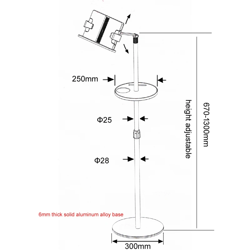 UP-9ZB Aluminium Lesebuch Rack Bodenständer Büro Notebook Tablett Buch Tablet Tablett Höhenverstellung
