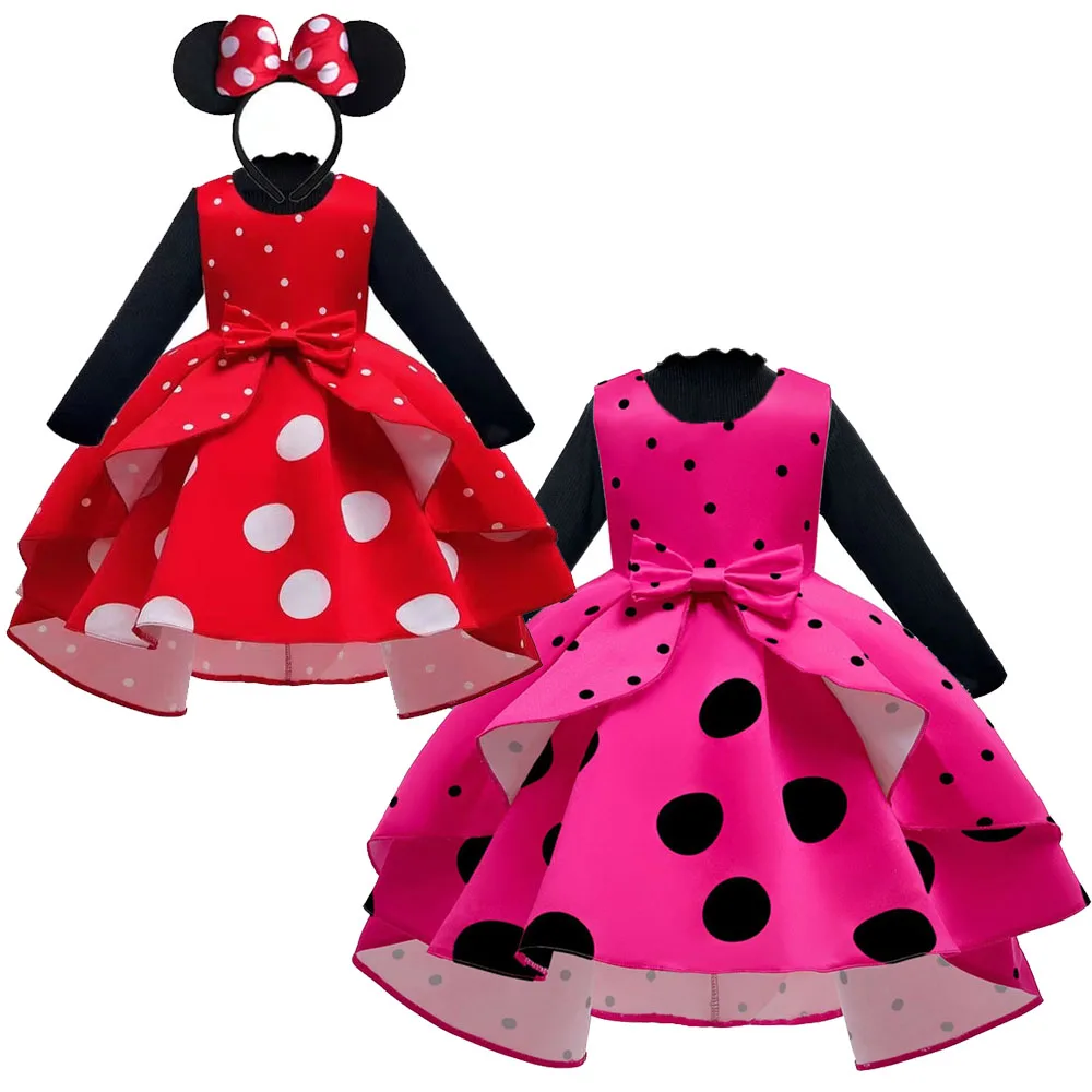 Christmas Girls Minnie Mickey Mouse Cos Dress Kids Cartoon Costume Toddler Children Party Birthday Ballet Princess Wedding Dress