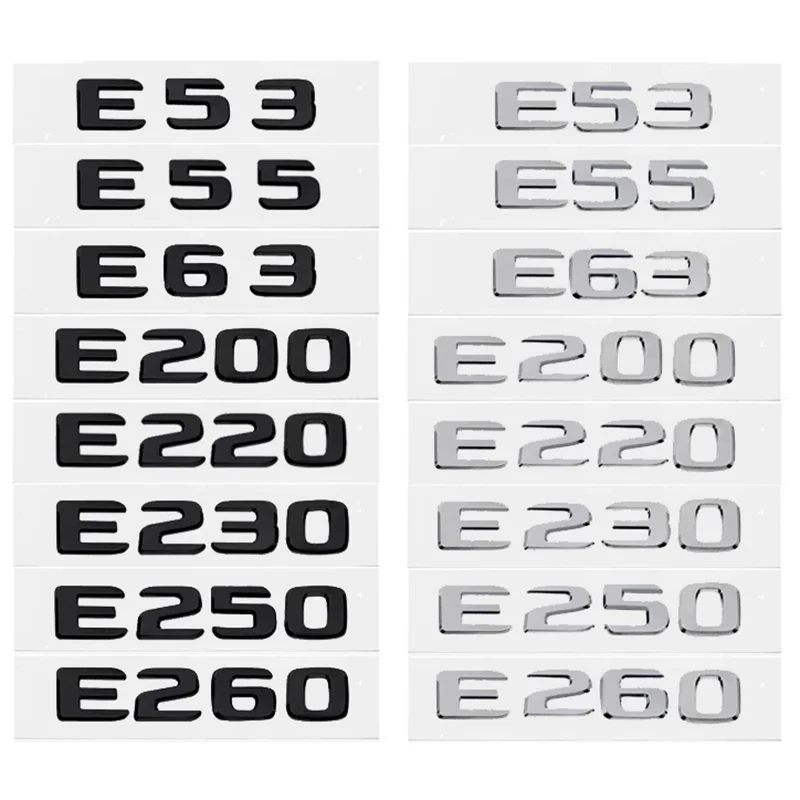 Car Tail Number 3D Stickers for Mercedes Benz E53 E55 E63 E200 E220 E230 E250 E260 E Class Auto Rear Trunk Letters Emblem Badge