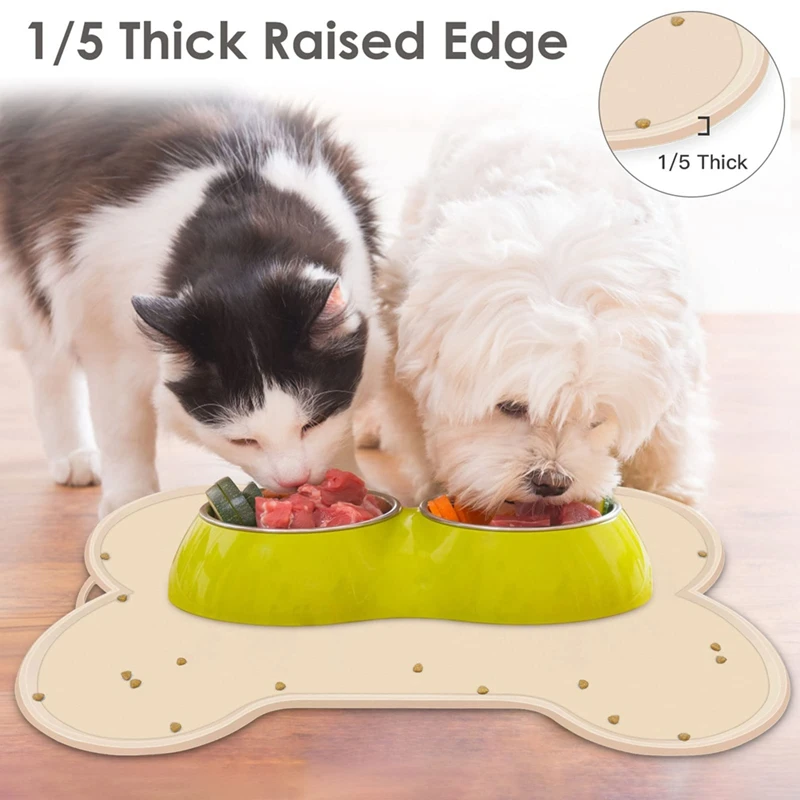 Dog Cat Food Mat Large 22X16inch Non-Slip Pet Dog Feeding Mat Waterproof Silicone Dog Food Tray, Easy To Clean