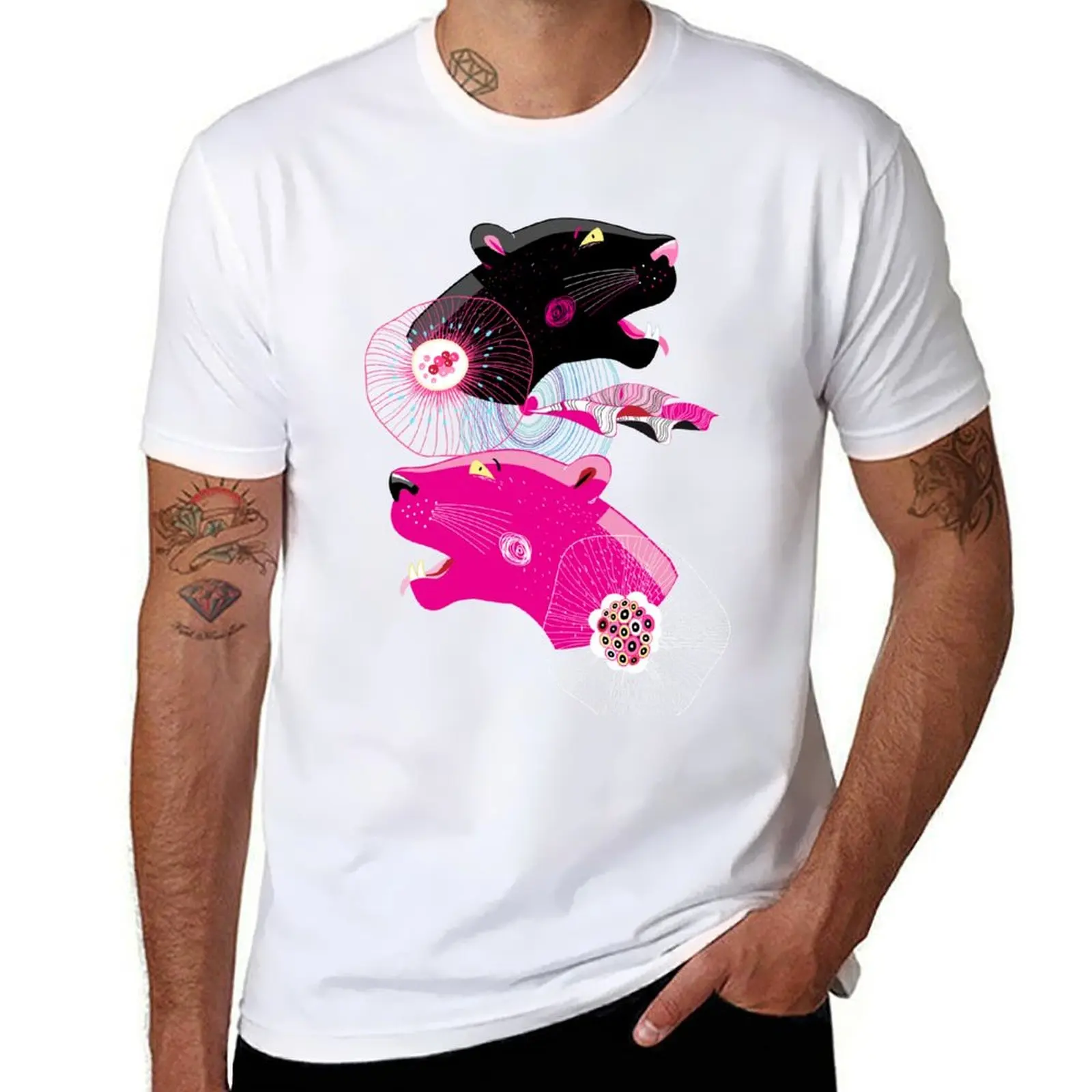 

Fashionable pattern with panther heads T-Shirt man tshirt graphic t shirts for man T-Shirt