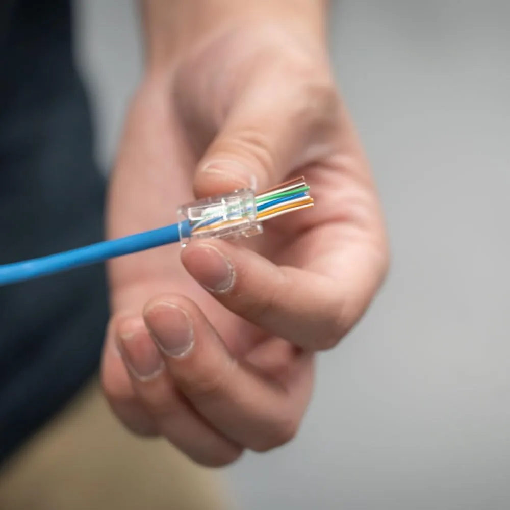 كابل بيانات السقاطة وأداة تجعيد RJ45 مع مقابس CAT6، مجموعة تركيب مكونة من 50 قطعة