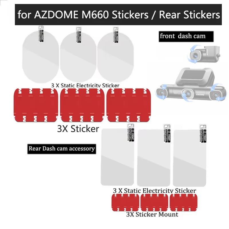 for AZDOME M660 Static Stickers for AZDOME Rear camera Static Stickers 3pcs