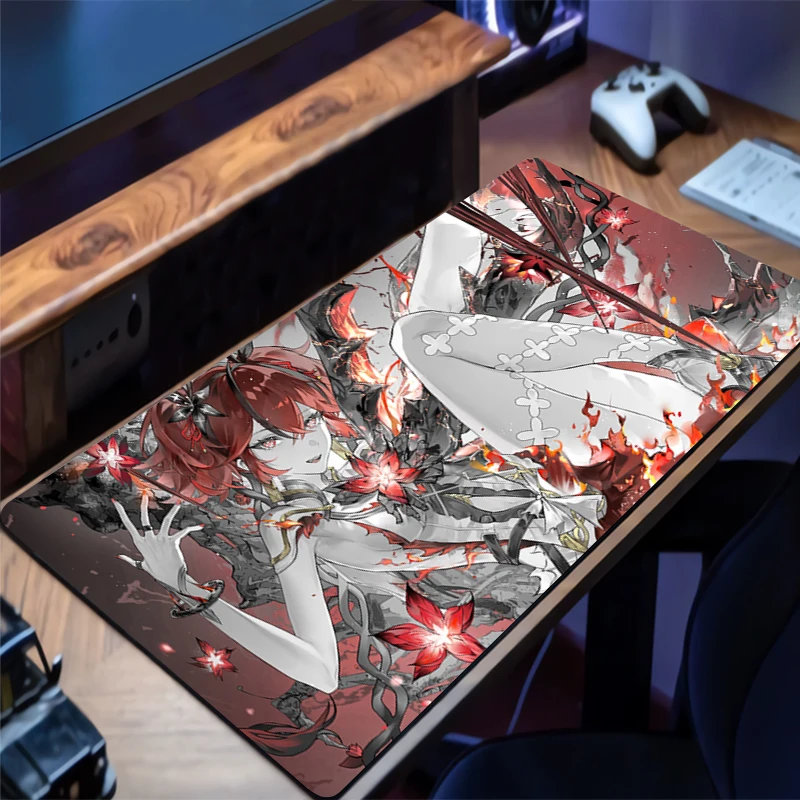 Mouse Pad big Wuthering Waves Camellya Computer Office Game Table Mats Anti-slip Gaming Keyboard coaster Long Desk Pads Mousepad
