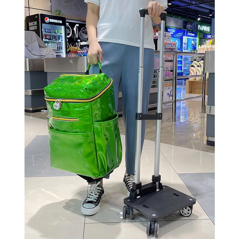 Rolling Bagagem Trolley Bag, Bolsas leves impermeáveis, Saco de isolamento térmico, Carrinho de compras dobrável