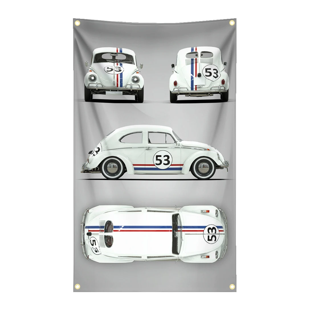 90x150cm Herbie Beetle 53 Car Flag Tapestry Polyester Digital Printing Banner for Garage Wall Art Out Door Decoration