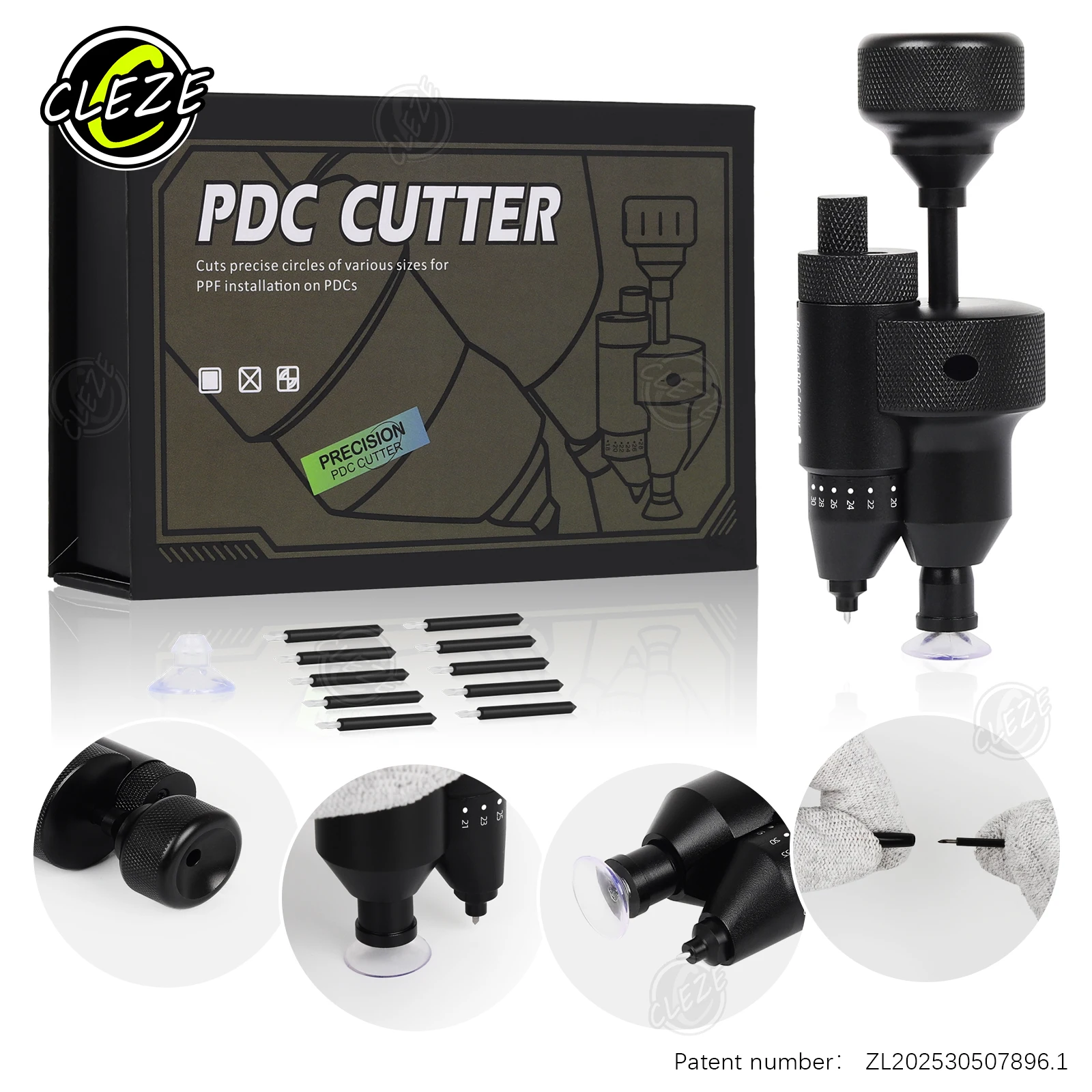 CLEZE PDC Parking Sensor Cutter 18-32mm Vinyl Wrap Hole Cutting Tool for PPF Car Film Reversing Radar Circle Blade Guide Tool