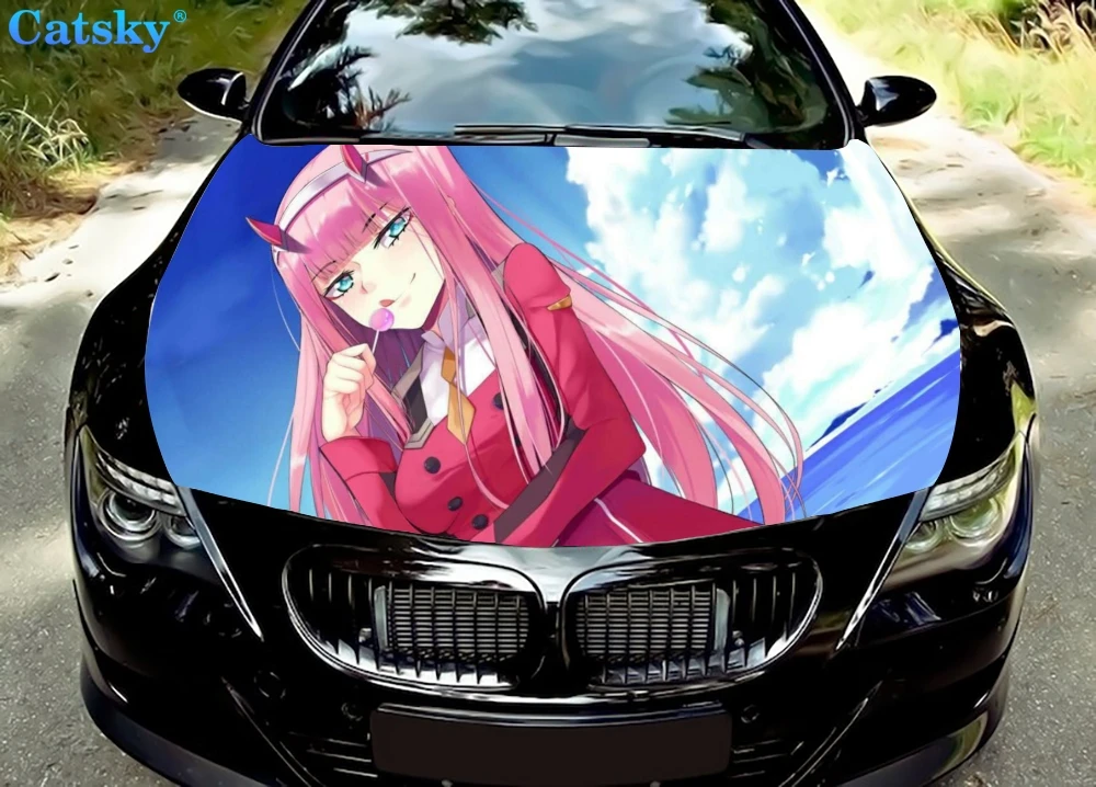 

FRANXX Zero Two Car Hood Sticker,Custom Car Hood Decoration,Hood Protection Cover,Vinyl Car Sticker,Car Body Side Color Decal