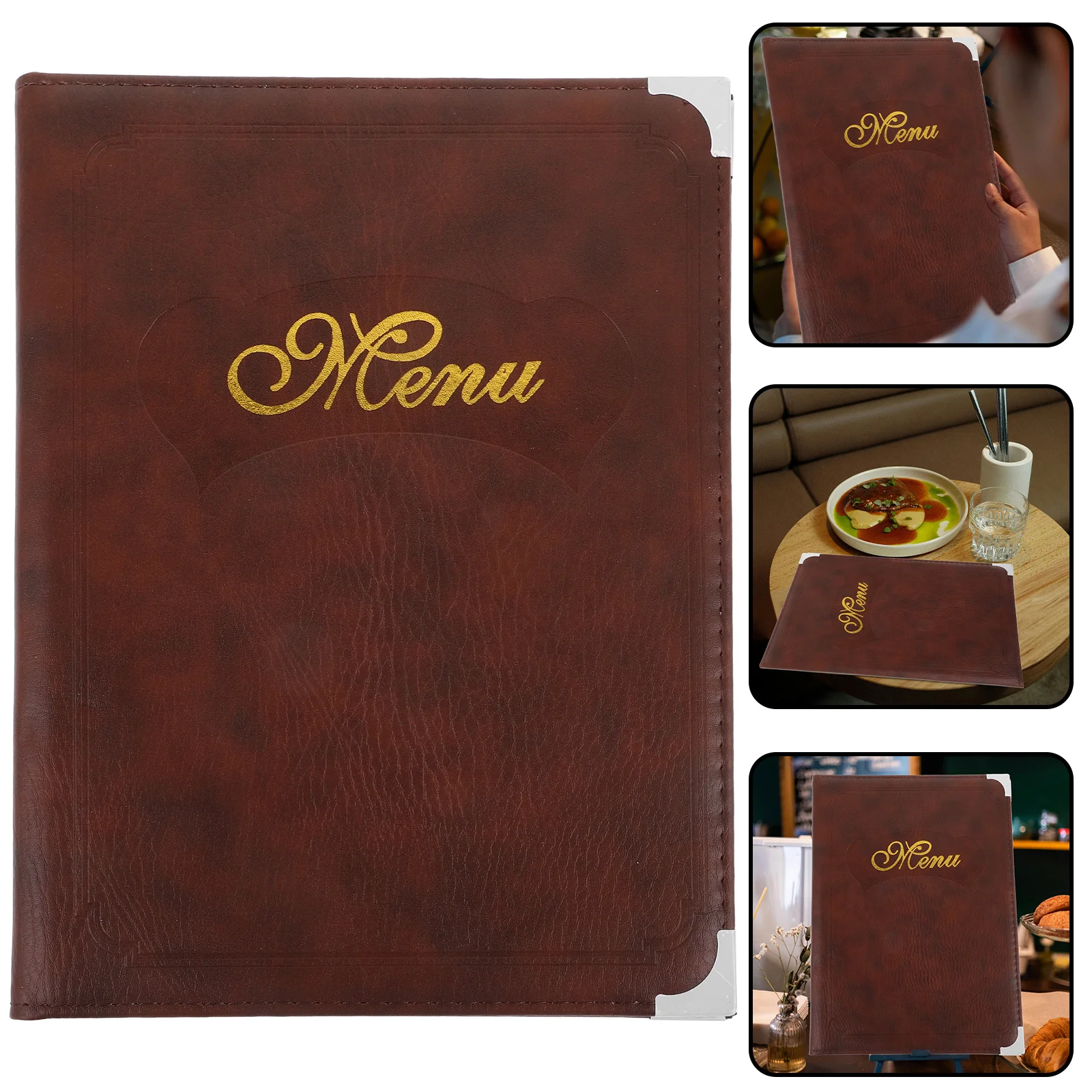 

Restaurant Menu Book Elegant Menu Cover Holder Sturdy PVC Artificial for Hotel Bar Restaurant Use