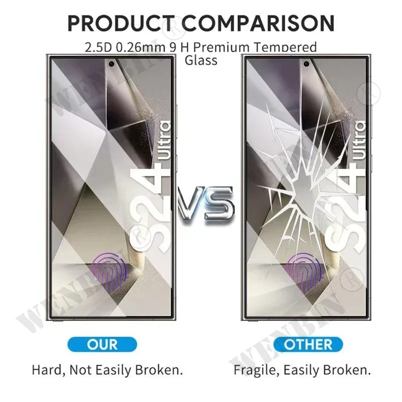 3 Pcs Tempered Glass For Samsung S25 S24 Ultra S23 S22 Ultra Plus FE A16 A36 A55 A56 5G Screen Protector Full Protective Glass