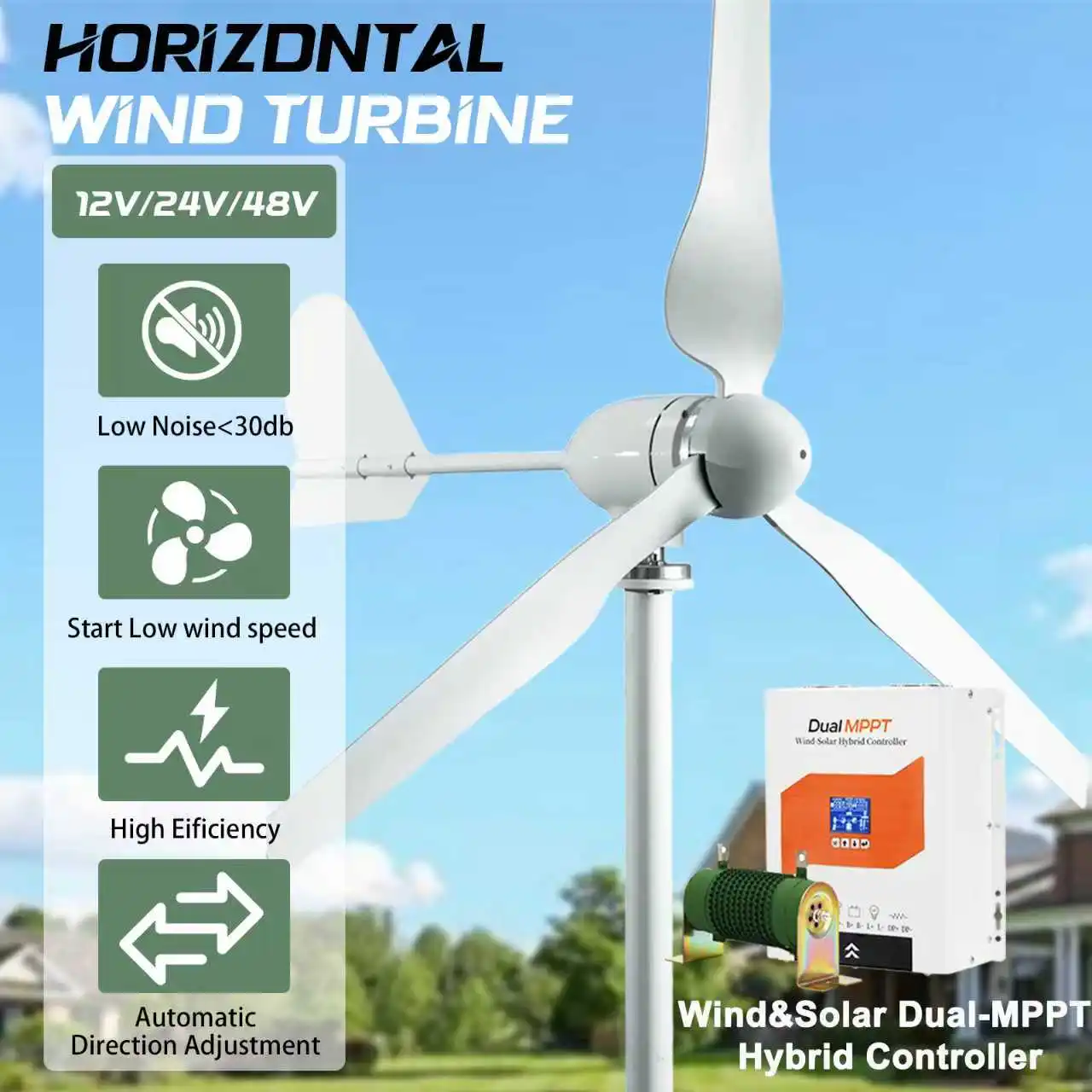 Polonia Generatore eolico da 5000 W 12 V 24 V 48 V con kit controller ibrido eolico-solare Uso domestico Elettrodomestici a energia libera