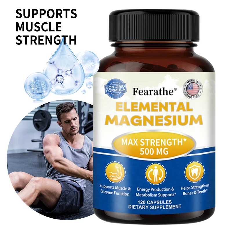 

Magnesium Supplement, 500 Mg Elemental Magnesium, Maximum Absorption, Promotes Sleep, Nerve, and Heart Health, Non-GMO