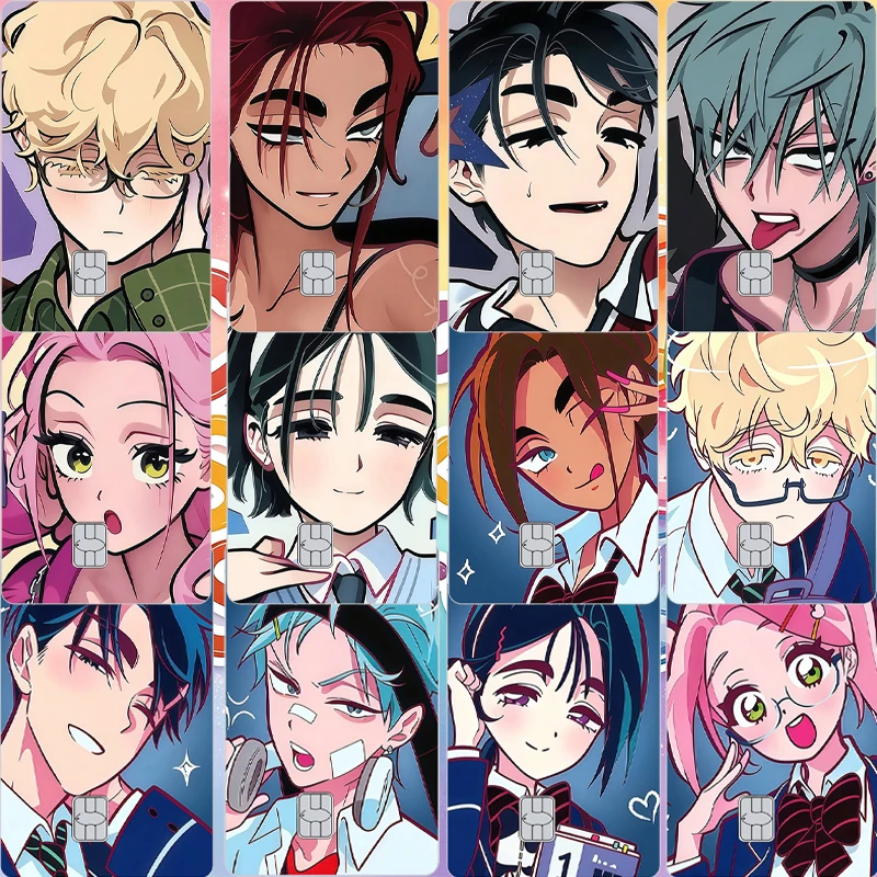 Anime Cartoon Diy Card Stickers Waterproof Matte Skin Film for Bank Transit ID Bus VISA Debit Credit Card Decal Decorative Cover