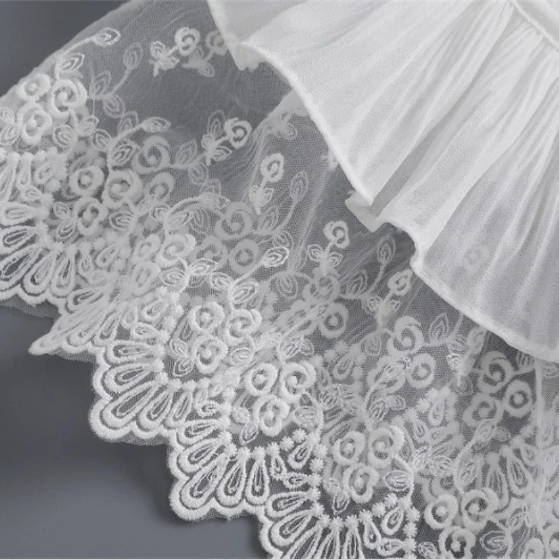 Camisa Floral de encaje elegante, cuello desmontable para mujer, lazos, cuello falso, envolturas para hombros, collares falsos decorativos