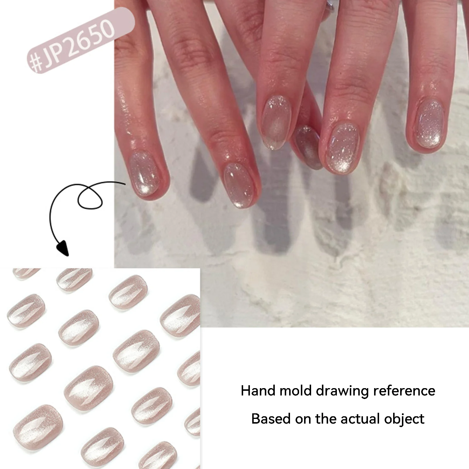 Smoky Grey s Glossy False Nails Natural Unbreakable Nail Simple Wear for Stage Performance Wear