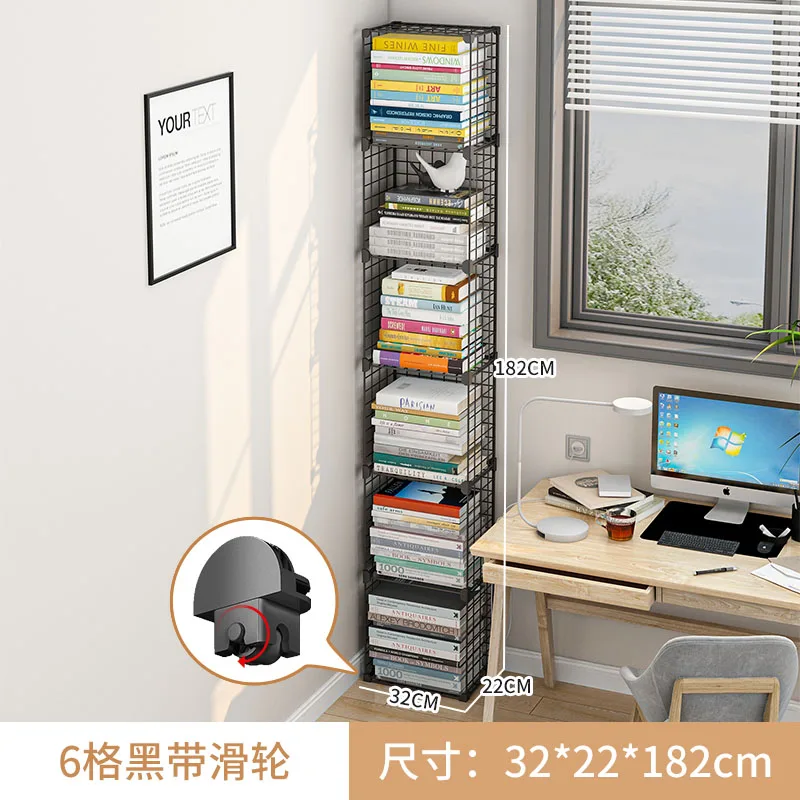 Corner Simple Narrow Bookshelf Floor To Floor Shelf Desktop Reading and Storage Corner Crevice Wall Corner Small Bookshelf