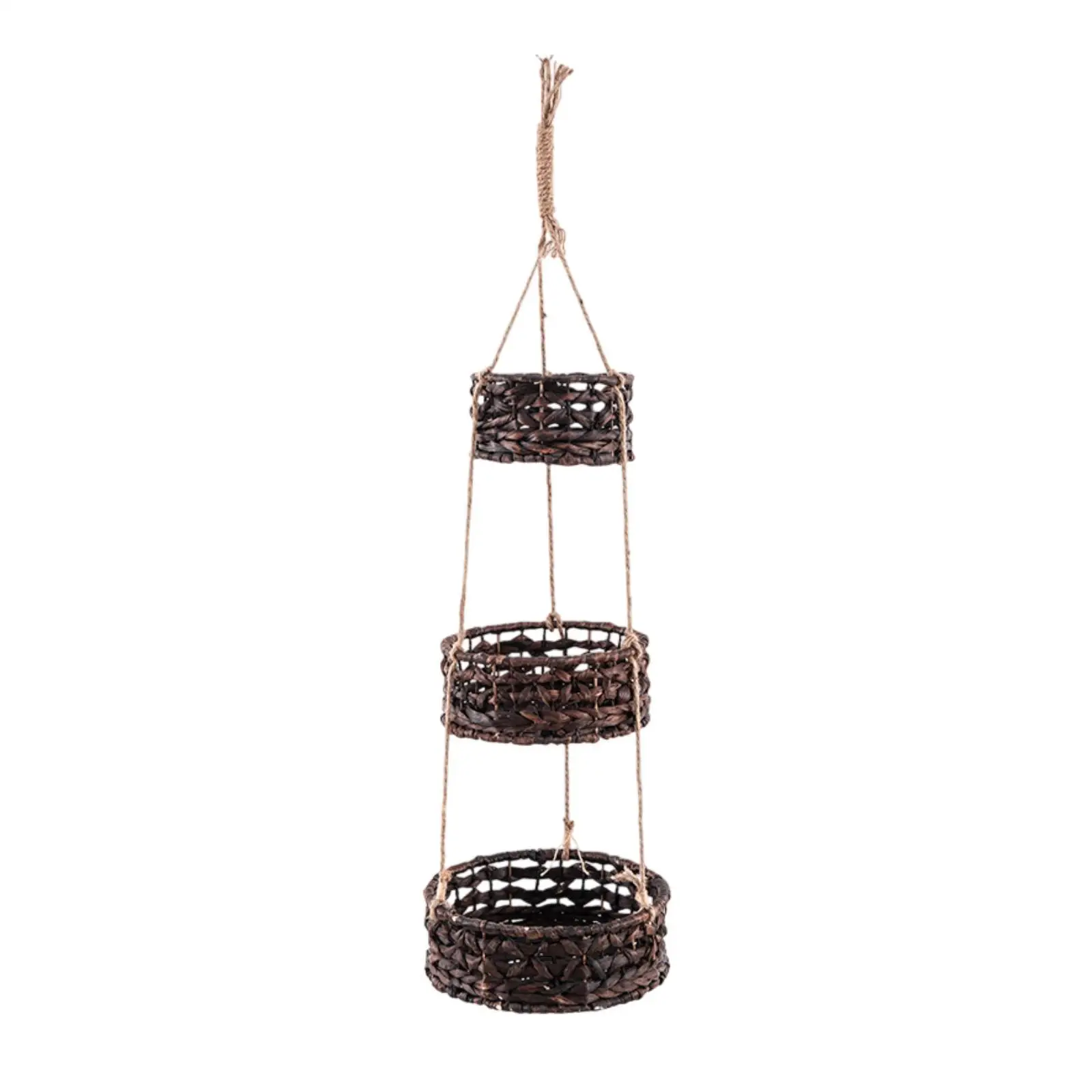 Storage Hammock Hanging Basket Rustic 3 Tier Vegetable Holder Woven Hanging Plant Pots for Hanging Onion Kitchen Ceiling Potato