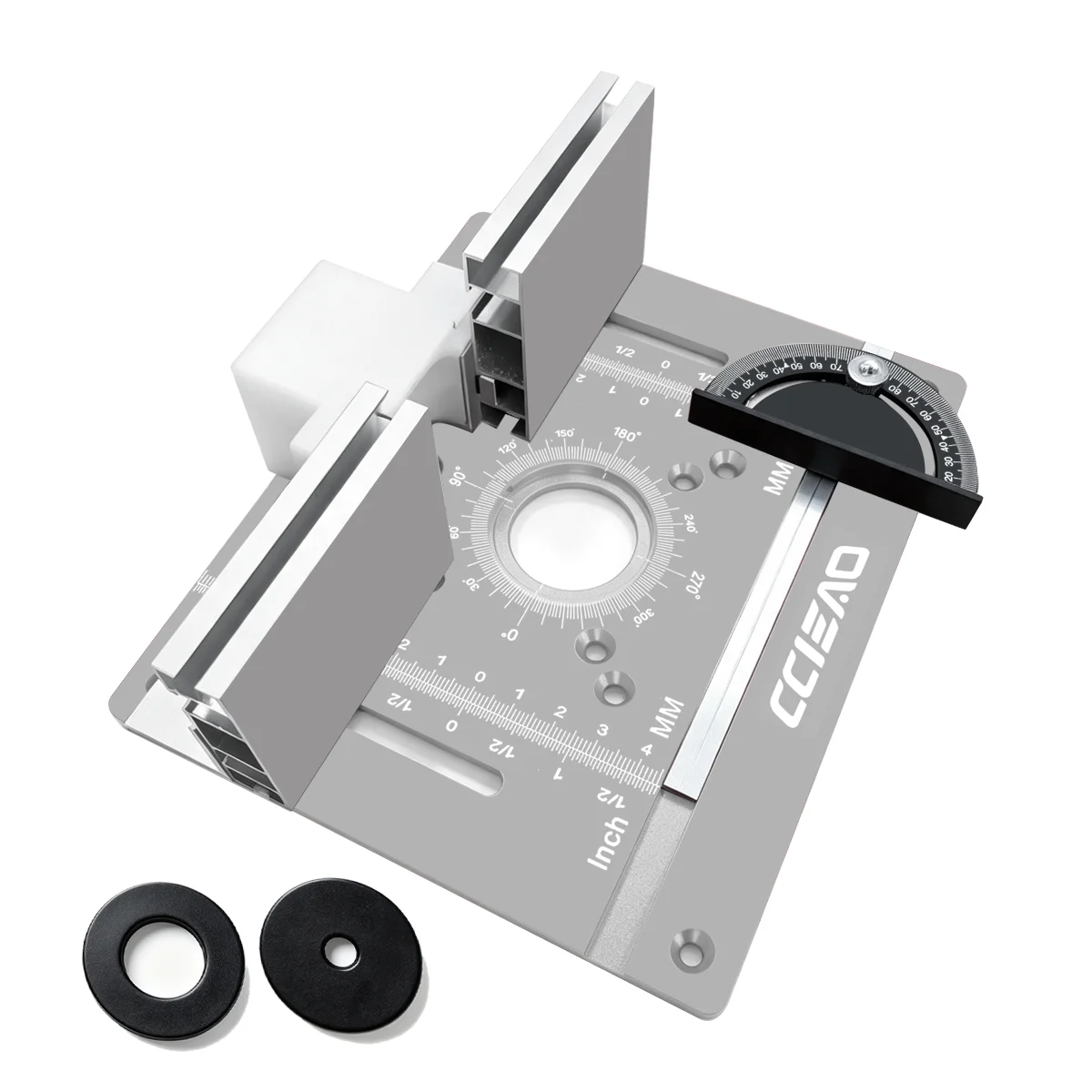 Universelle Einlegeplatte aus Aluminiumlegierung für Frästische, Klappbare Montageplatte mit Führungsschiene für Holzbearbeitung, DIY-Schreinerarbeiten – Detail 10