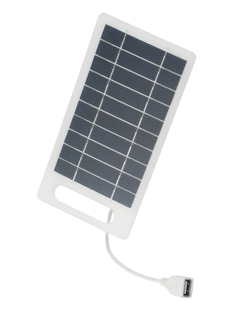 Black White Portable Solar Panel Camping Charging Mobile Phone Portable Solar Panel Polysilicon Long Power Cord