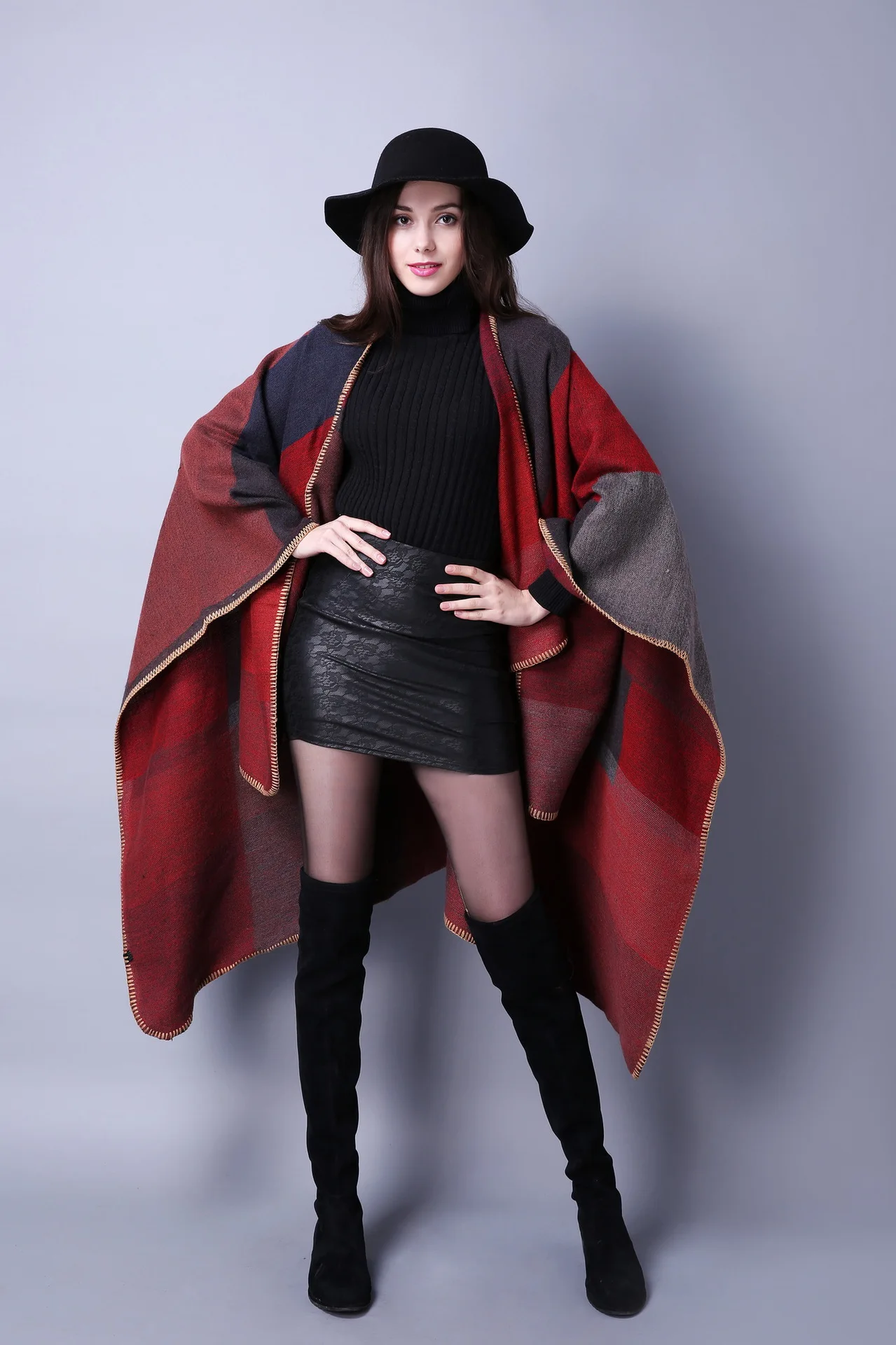 Luxury Brand Ponchos Coat Imitation Cashmere Scarves Women Winter Warm Shawls and Wraps Pashmina Thick Capes Blanket Femme Scarf