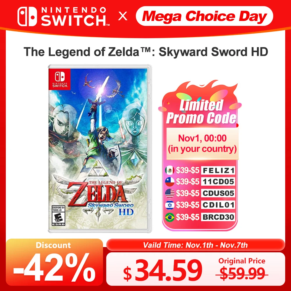 The Legend of Zelda Skyward Sword HD Nintendo Switch ofertas de jogos 100% original oficial cartão de jogo físico para switch oled lite