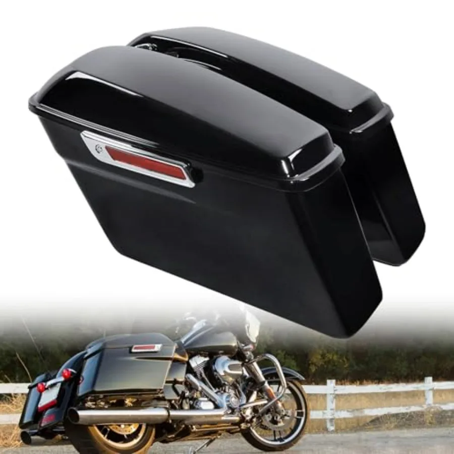 

Черные жесткие кофры Vivid Black с защелками для Harley 2014-2024 Touring Road King Street Electra Glide Ultra-Classic FLT FLHT