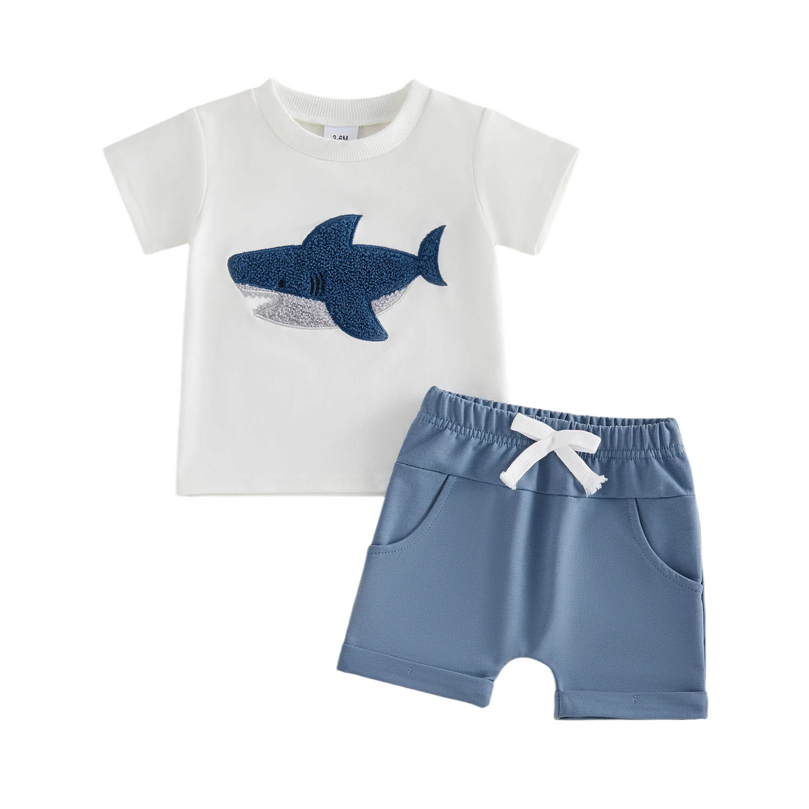 

Футболка с короткими рукавами и шорты с милым принтом динозавра для маленьких мальчиков, комплект из 2 предметов для летнего пляжного наряда