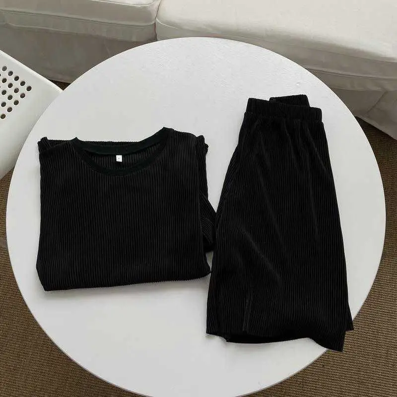 

Мужской летний костюм-двойка большого размера: тонкий, свободный, с коротким рукавом, для веса до 150 кг