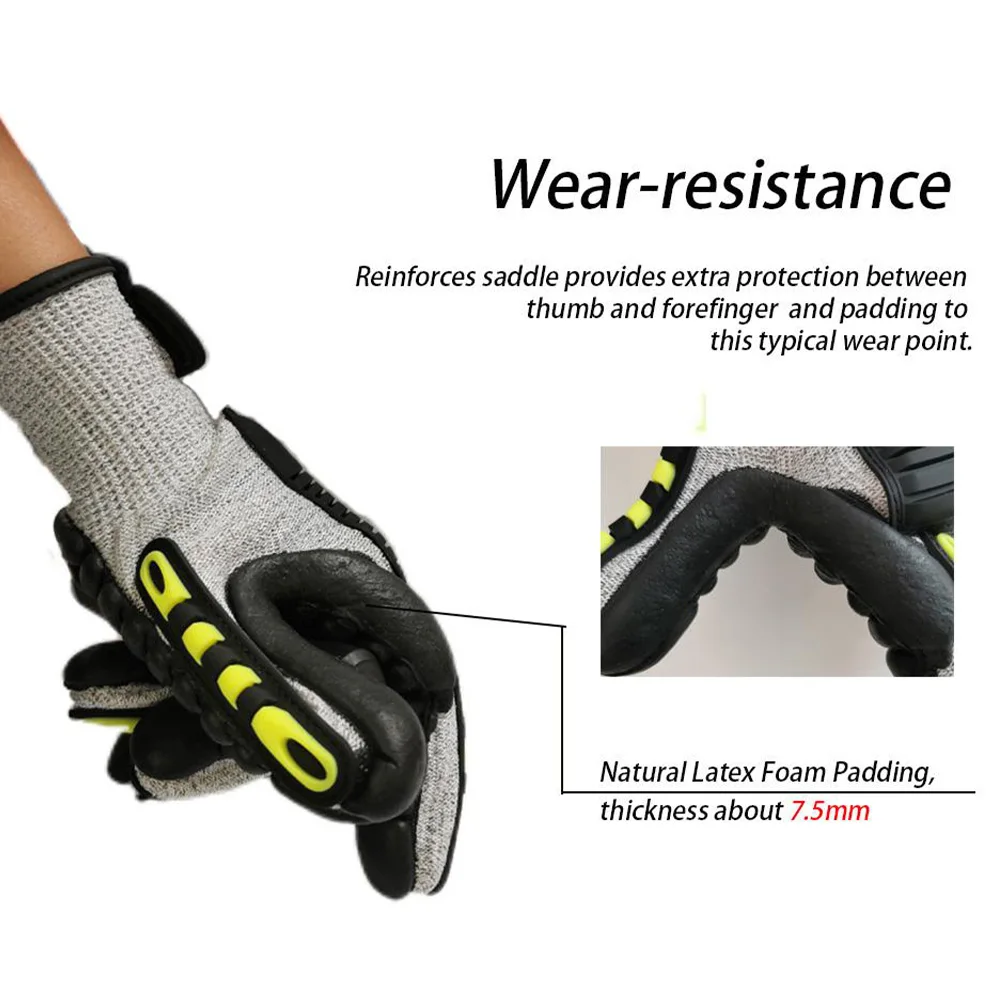 Yingzhao Anti Vibration Work Gloves Shock Proof Impact Reducing Safety Protection Miner Protective Cut Resistant for Worker