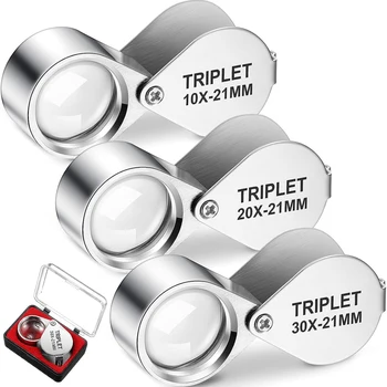 Pocket Sieraden Loep 10x-30x21mm Juweliers Diamond Eye Vergrootglas Vergrootglas Metalen Gereedschap Voor Munten Edelstenen Postzegels Horloges