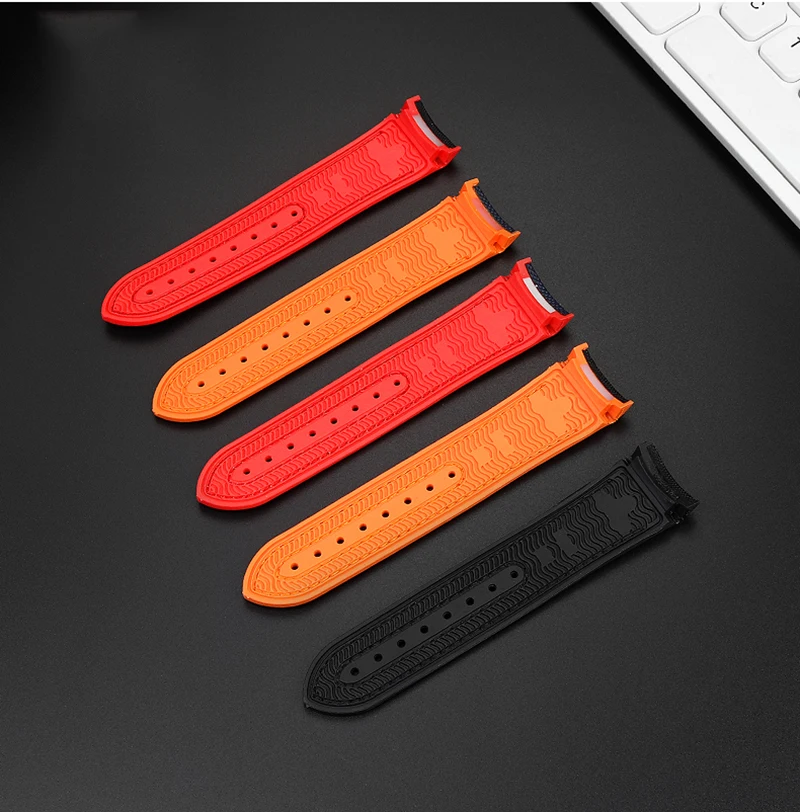 20mm 21mm 22mm para Omega Seamaster 300 Planet Ocean 600 correa de reloj de goma de nailon silicona 9900 naranja impermeable correa de reloj para hombres