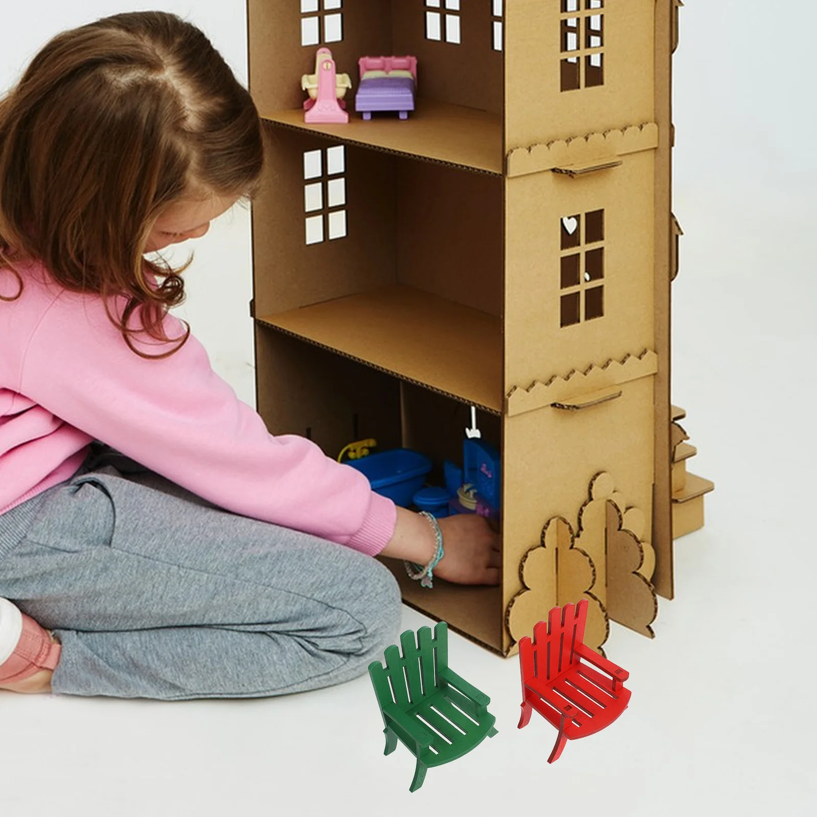 

2 шт. миниатюрные деревянные шезлонги в масштабе 1:12, прочные и универсальные для кукольного домика и творческих поделок, миниатюрные деревянные стулья